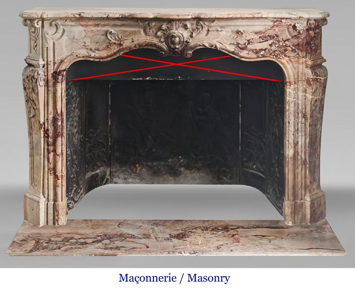 Louis XV style fireplace in highly ornate Sarrancolin marble-16