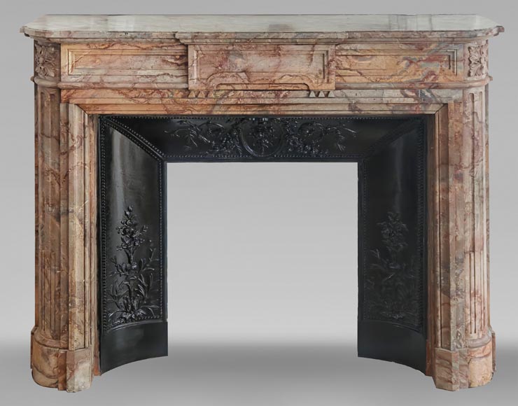 Louis XVI style fireplace with rounded corners in colored marble-0