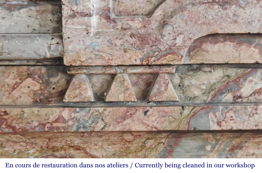 Louis XVI style fireplace with rounded corners in colored marble-2