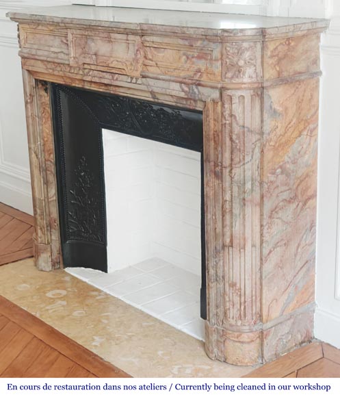 Louis XVI style fireplace with rounded corners in colored marble-6