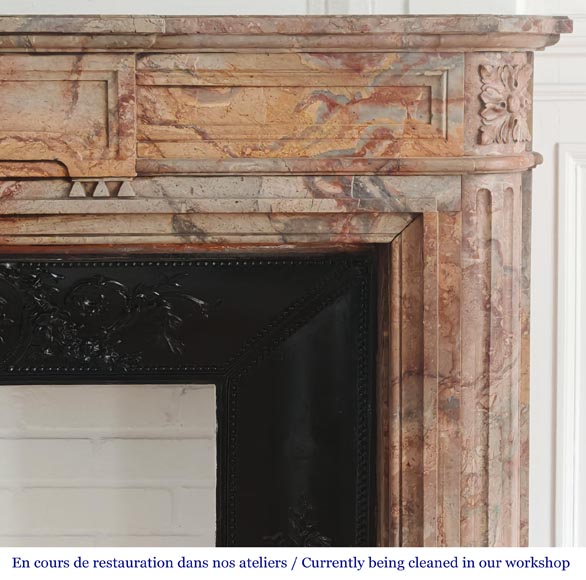 Louis XVI style fireplace with rounded corners in colored marble-7