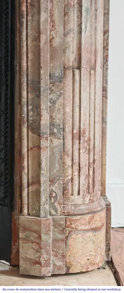 Louis XVI style fireplace with rounded corners in colored marble-8
