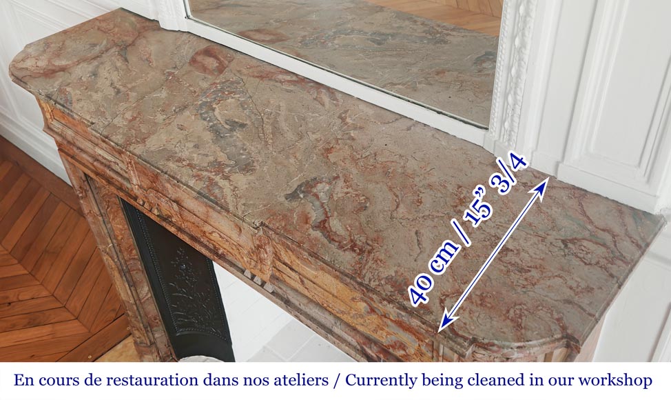 Louis XVI style fireplace with rounded corners in colored marble-10