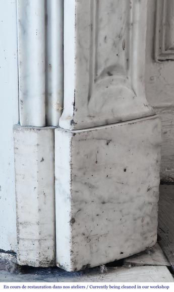 Louis XV style fireplace in Carrara marble, decorated with a shell-8
