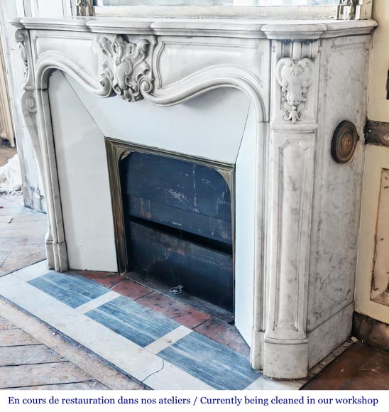 Louis XV style fireplace in Carrara marble-6