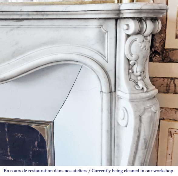 Louis XV style fireplace in Carrara marble-7