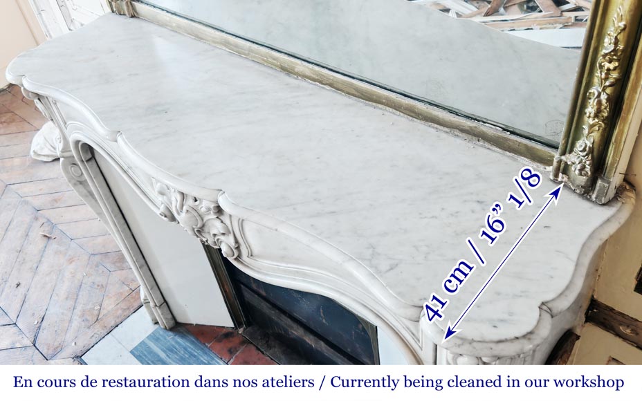 Louis XV style fireplace in Carrara marble-9