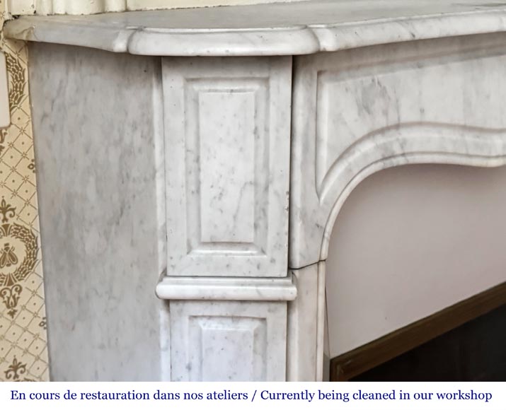 Louis XV style Pompadour model fireplace in Carrara marble-3