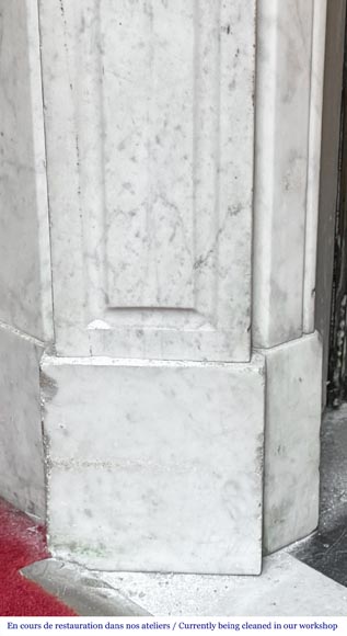Louis XV style Pompadour model fireplace in Carrara marble-4