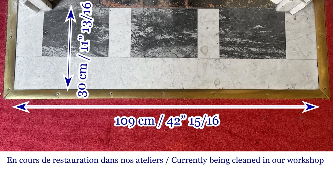 Louis XV style Pompadour model fireplace in Carrara marble-8