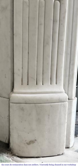 Louis XV style fireplace in Carrara marble, decorated with a palmette Louis XV style fireplace in Carrara marble, decorated with a palmette-5