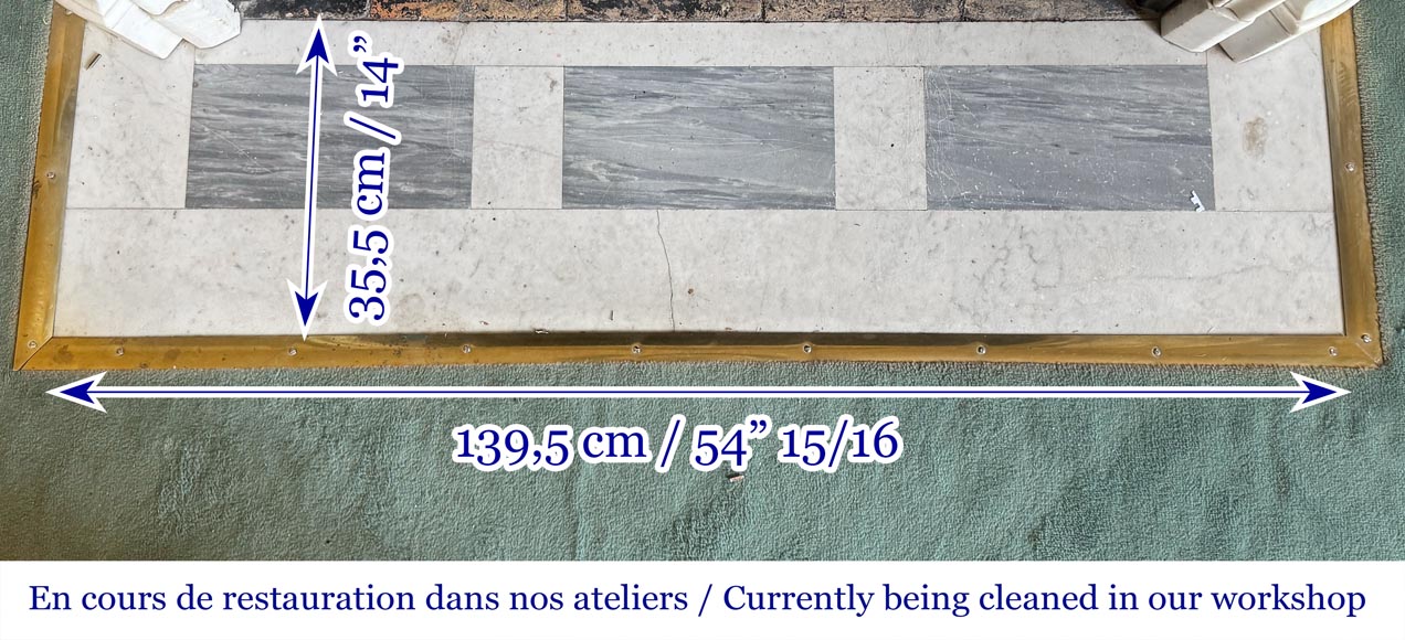 Louis XV style fireplace in Carrara marble, decorated with a palmette Louis XV style fireplace in Carrara marble, decorated with a palmette-9