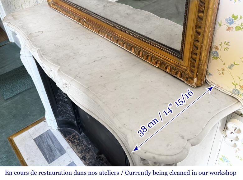 Louis XV style fireplace in Carrara marble, decorated with a palmette Louis XV style fireplace in Carrara marble, decorated with a palmette-13