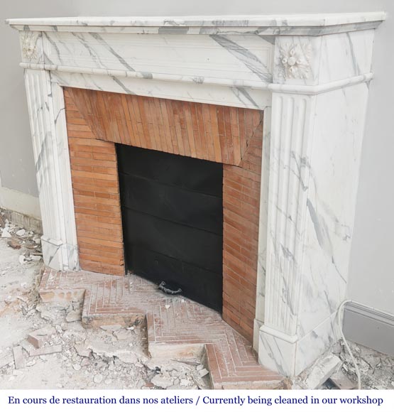 Louis XVI style fireplace with arabesque marble molding Louis XVI style fireplace with arabesque marble molding-5