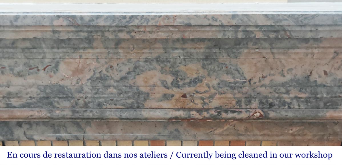 Louis XVI style fireplace with fluted feet, in pink Enjugerais marble-1