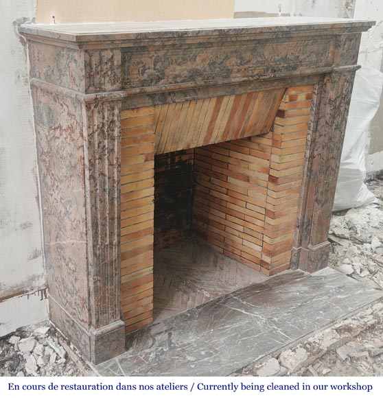 Louis XVI style fireplace with fluted feet, in pink Enjugerais marble-2