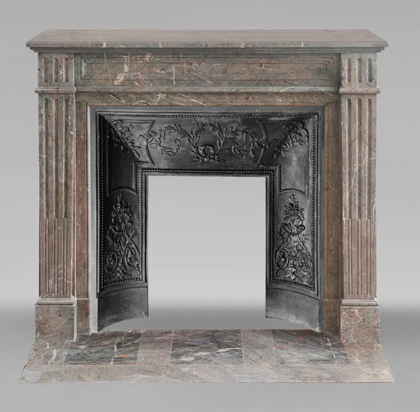 Louis XVI style fireplace with fluted feet in Enjugerais marble Louis XVI style fireplace with fluted feet in Enjugerais marble-0