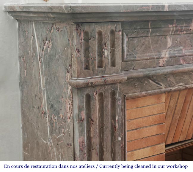 Louis XVI style fireplace with fluted feet in Enjugerais marble Louis XVI style fireplace with fluted feet in Enjugerais marble-3