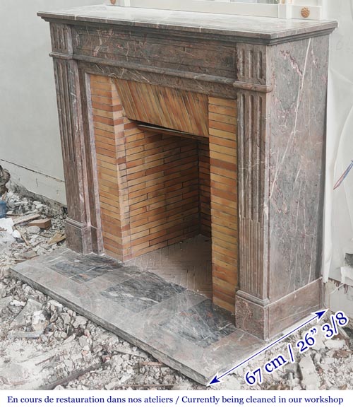 Louis XVI style fireplace with fluted feet in Enjugerais marble Louis XVI style fireplace with fluted feet in Enjugerais marble-5
