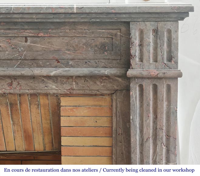 Louis XVI style fireplace with fluted feet in Enjugerais marble Louis XVI style fireplace with fluted feet in Enjugerais marble-6