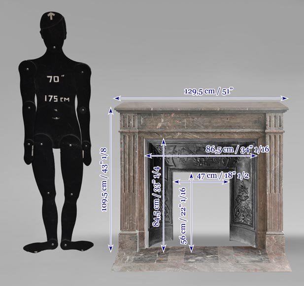 Louis XVI style fireplace with fluted feet in Enjugerais marble Louis XVI style fireplace with fluted feet in Enjugerais marble-10