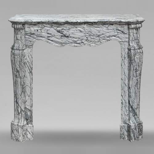 Louis XV style Pompadour model fireplace in blue floral marble