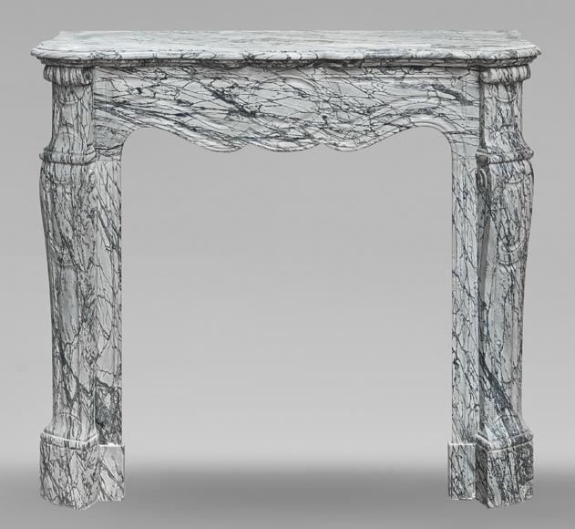Louis XV style Pompadour model fireplace in blue floral marble-0