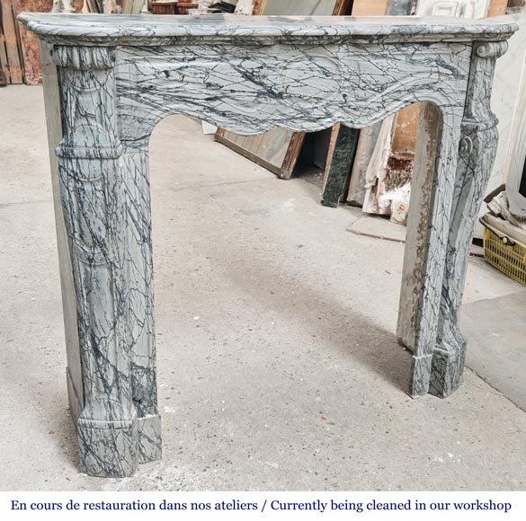 Louis XV style Pompadour model fireplace in blue floral marble-2