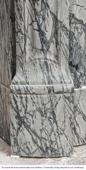 Louis XV style Pompadour model fireplace in blue floral marble-4