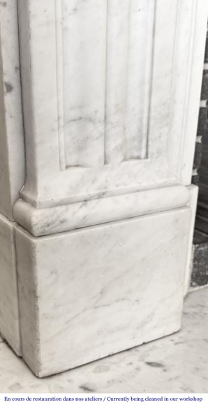 Louis XVI style fireplace in Carrara marble decorated with pearls-6