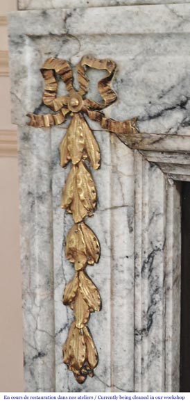 Napoleon III style fireplace in veined granite, with bronze decoration-5