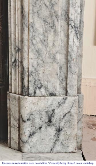 Napoleon III style fireplace in veined granite, with bronze decoration-9