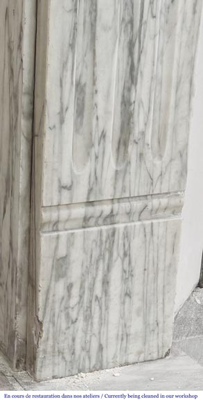 Louis XVI style molded fireplace in veined Carrara marble-4