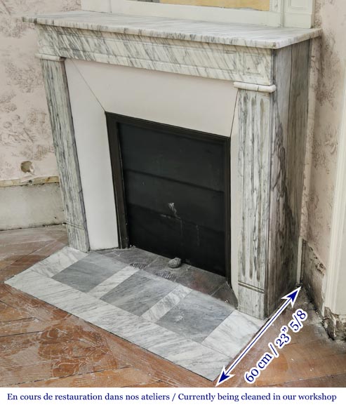 Louis XVI style molded fireplace in veined Carrara marble-5