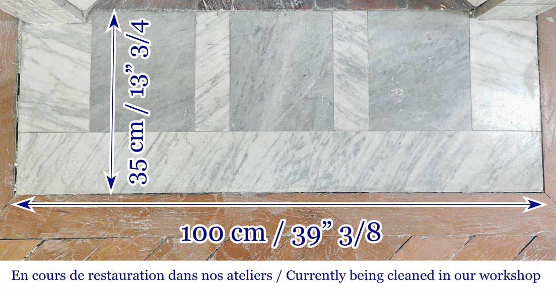 Louis XVI style molded fireplace in veined Carrara marble-8
