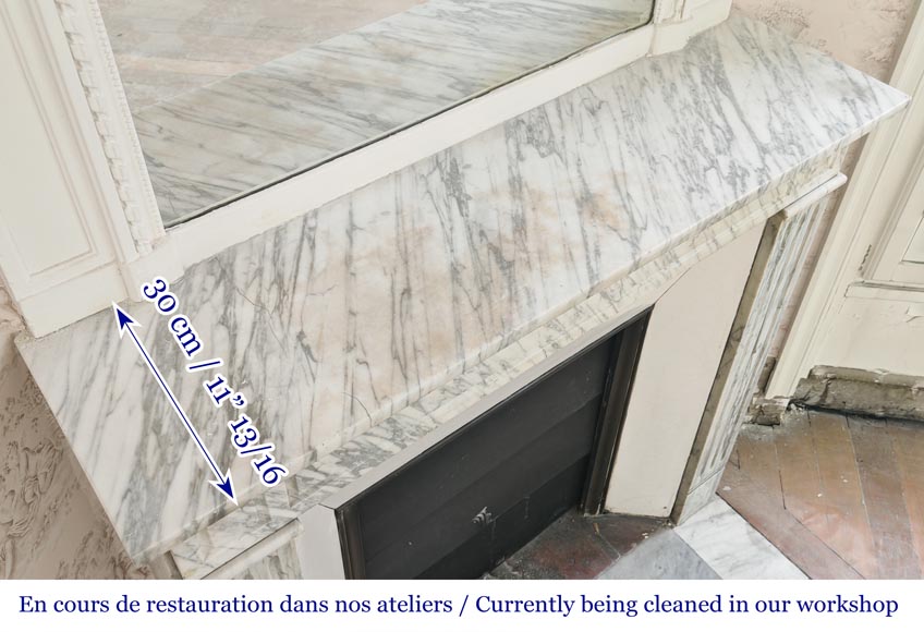 Louis XVI style molded fireplace in veined Carrara marble-9