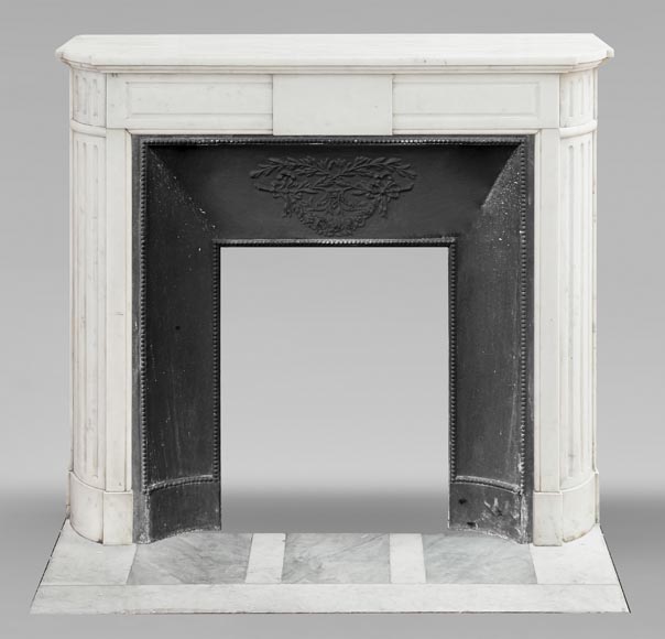 Louis XVI style fireplace with rounded corners in statuary marble-0