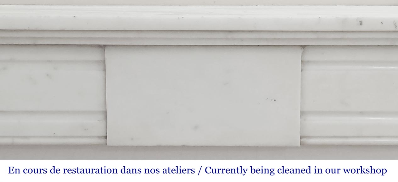 Louis XVI style fireplace with rounded corners in statuary marble-1