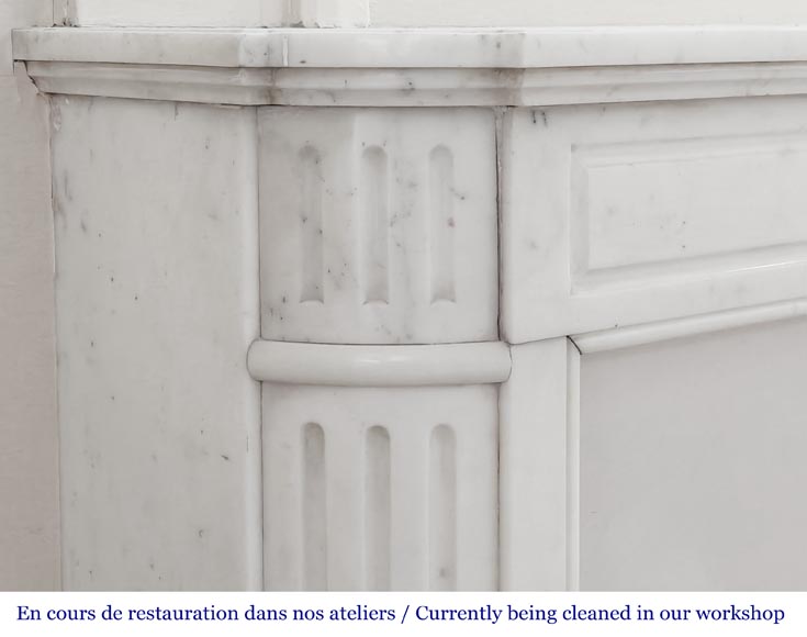 Louis XVI style fireplace with rounded corners in statuary marble-3