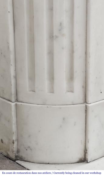 Louis XVI style fireplace with rounded corners in statuary marble-4