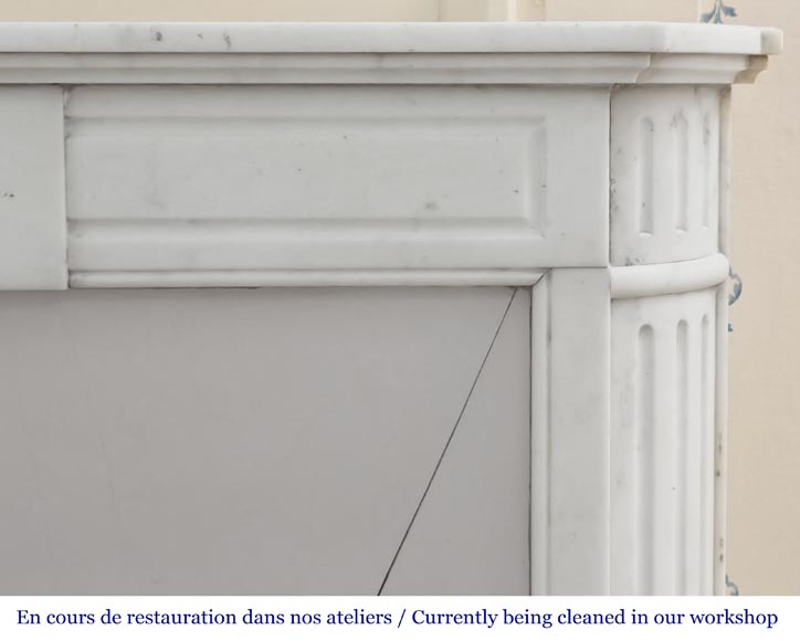 Louis XVI style fireplace with rounded corners in statuary marble-6