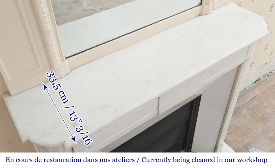 Louis XVI style fireplace with rounded corners in statuary marble-9