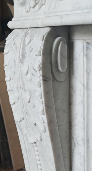 Louis XVI style fireplace with pearl decoration, in Carrara marble-3