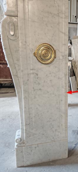 Louis XVI style fireplace with pearl decoration, in Carrara marble-4