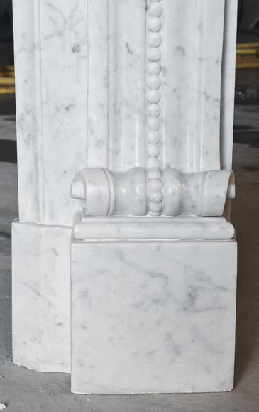 Louis XVI style fireplace with pearl decoration, in Carrara marble-8