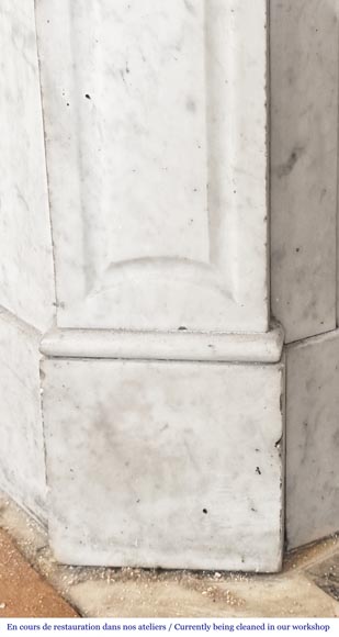 Louis XV style Pompadour model fireplace, in Carrara marble-4