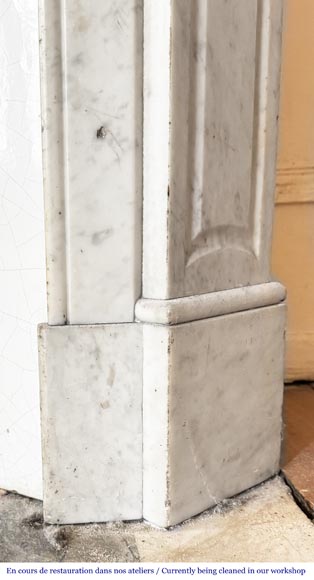 Louis XV style Pompadour model fireplace, in Carrara marble-7