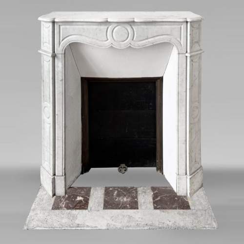 Louis XV style Pompadour model fireplace, in Carrara marble
