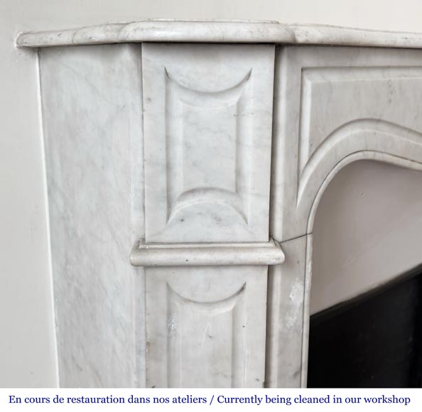 Louis XV style Pompadour model fireplace, in Carrara marble-3