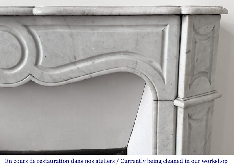 Louis XV style Pompadour model fireplace, in Carrara marble-6
